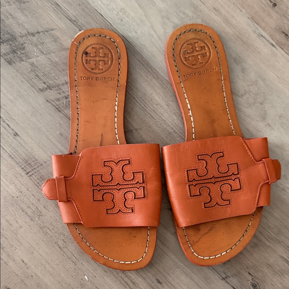 Tory Burch Burnt Orange Leather Sandals
